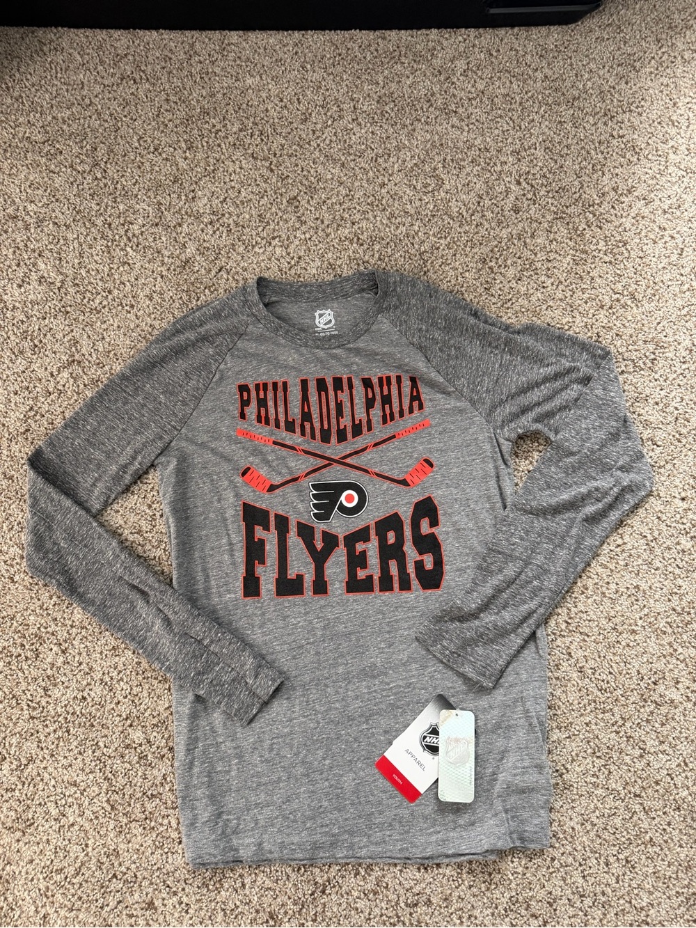 NHL Philadelphia Flyers Gray and Orange Long Sleeve Shirt
